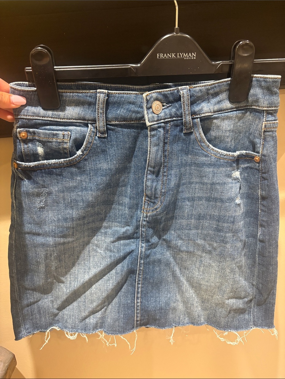 Denim Mini Skirt in Medium Blue